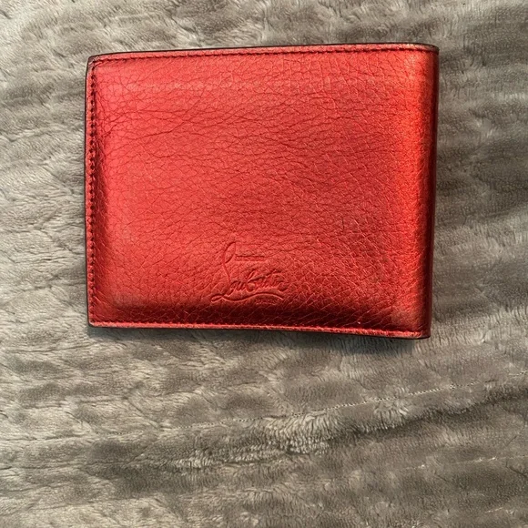Christian Louboutin Metallic Red Studded Bifold Wallet